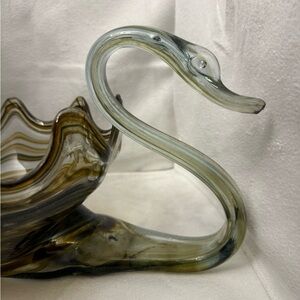 Vintage Murano Style Art Glass Swan
Shaped Console Bowl Mid Century